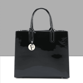 3 Sets Leather Handbags (Option: Bright black)