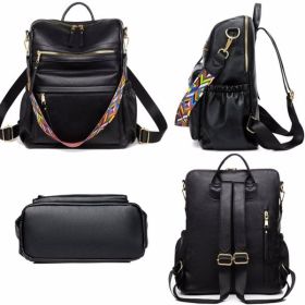 PU Leather Backpack Purse For Women Convertible Ladies Fashion Casual Large School Shoulder Bags (Color: as picture)